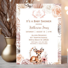Schattigee Boho Deer Baby shower Uitnodiging