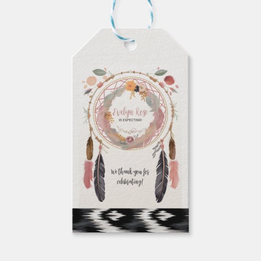 Schattigee Boho Dreamcatcher Baby shower Party Cadeaulabel (Voorkant)