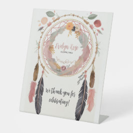 Schattigee Boho Dreamcatcher Baby shower Party Reclamebord Met Voetstuk