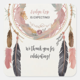 Schattigee Boho Dreamcatcher Baby shower Party Vierkante Sticker