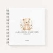 Schattigee Boho Floral Beer Waterverf Child Servic Notitieboek (Voorkant)