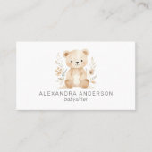 Schattigee Boho Floral Beer Waterverf Child Servic Visitekaartje (Voorkant)