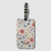 Schattigee Boho Floral Botanische Personaliseer Na Bagagelabel (Voorkant (verticaal))