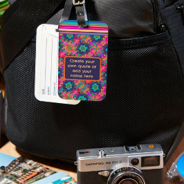 Schattigee Boho gepersonaliseerde naam Stripe Flor Bagagelabel