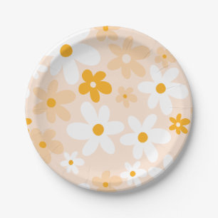 Schattigee Boho Groovy Daisy Verjaardag Papieren Bordje