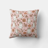 Schattigee Boho Halloween Ghosts Pompoenen Roze Bl Kussen (Achterkant)