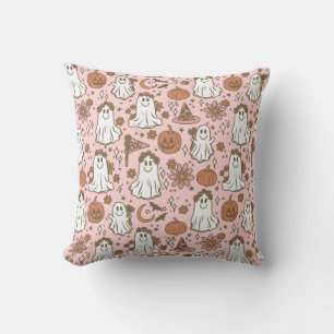 Schattigee Boho Halloween Ghosts Pompoenen Roze Bl Kussen
