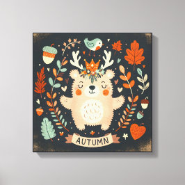 Schattigee Boho Herfst Beer krans Wall Decal Canvas Afdruk