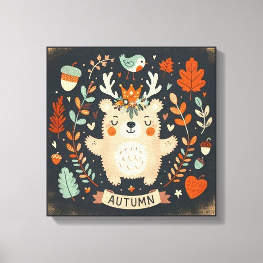 Schattigee Boho Herfst Beer krans Wall Decal Canvas Afdruk (Voorkant)