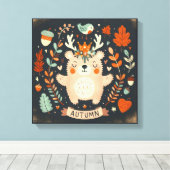 Schattigee Boho Herfst Beer krans Wall Decal Canvas Afdruk (Insitu (Houten vloer))