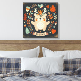 Schattigee Boho Herfst Beer krans Wall Decal Canvas Afdruk