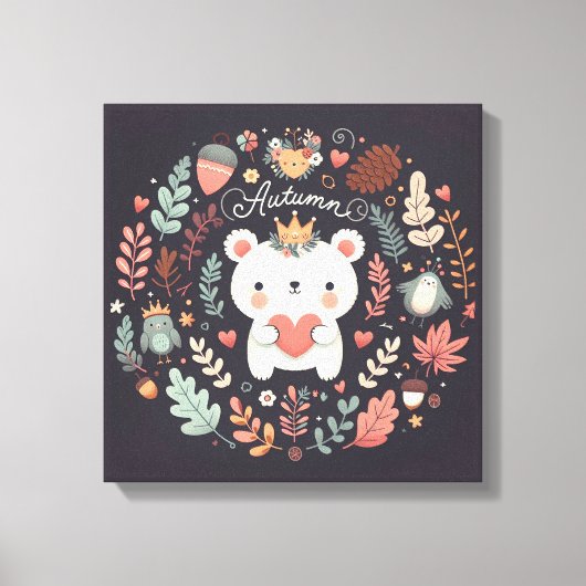 Schattigee Boho Herfst Beer krans Wall Decal Canvas Afdruk (Voorkant)