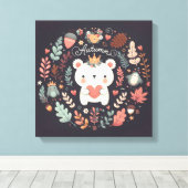 Schattigee Boho Herfst Beer krans Wall Decal Canvas Afdruk (Insitu (Houten vloer))