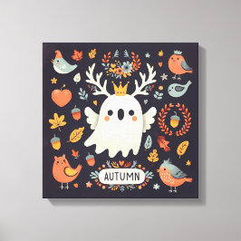 Schattigee Boho Herfst Ghost krans Wall Decal Canvas Afdruk