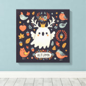 Schattigee Boho Herfst Ghost krans Wall Decal Canvas Afdruk (Insitu (Houten vloer))