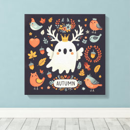 Schattigee Boho Herfst Ghost krans Wall Decal Canvas Afdruk
