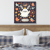 Schattigee Boho Herfst Ghost krans Wall Decal Canvas Afdruk (Insitu (Slaapkamer))