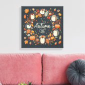 Schattigee Boho Herfst Hedgehog krans Wall Decal Canvas Afdruk (Insitu (Woonkamer))