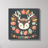 Schattigee Boho Herfst Hedgehog krans Wall Decal Canvas Afdruk (Voorkant)