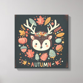 Schattigee Boho Herfst Hedgehog krans Wall Decal Canvas Afdruk