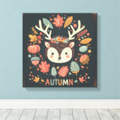 Schattigee Boho Herfst Hedgehog krans Wall Decal Canvas Afdruk (Insitu (Houten vloer))