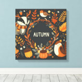 Schattigee Boho Herfst Herten krans Wall Decal Canvas Afdruk (Insitu (Houten vloer))