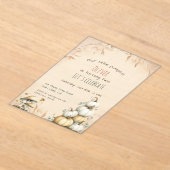 Schattigee boho Herfst Onze kleine pompoenverjaard Acryl Uitnodigingen (Laagn)