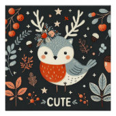 Schattigee Boho Herfst Robin krans Wall Decal Perfect Poster (Voorkant)