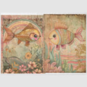 Schattigee Boho Hippie Waterverf Fish Junk Journal Tissuepapier (Voorkant)