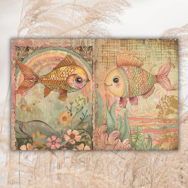 Schattigee Boho Hippie Waterverf Fish Junk Journal Tissuepapier