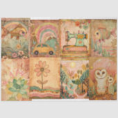 Schattigee Boho Hippie Waterverf Junk Journal Tissuepapier (Voorkant)