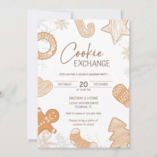 Schattigee Boho Holiday Cookie Exchange Uitnodigin Kaart (Voorkant)