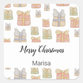 Schattigee Boho kerstcadeaus Handgeschilderd Vierkante Sticker