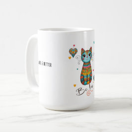 Schattigee Boho Kleurrijke Bloemenkat Koffiemok