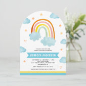 Schattigee Boho Kleurrijke Regenboogwolken Boog Ba Kaart (Staand voorkant)