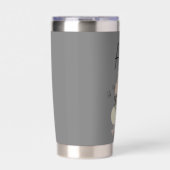 Schattigee Boho Line Art Bloemen en Vlinders Grijs Geïsoleerde Drinkbeker (Voorkant)