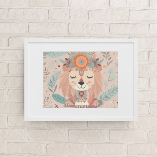 Schattigee Boho Lion Dierensafari Baby Room Wall A Poster