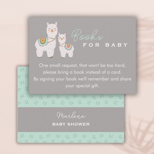 Schattigee Boho Llama baby shower boeken voor baby Informatiekaartje