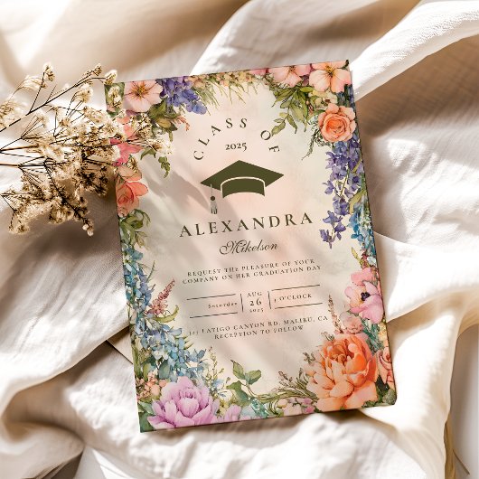 Schattigee Boho Meadow Sinaasappel Wildflower Grad Kaart