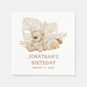 Schattigee Boho neutrale teddybeer. Verjaardagsfee Servet (Voorkant)