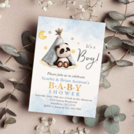 Schattigee Boho Panda in Tent Baby shower Kaart