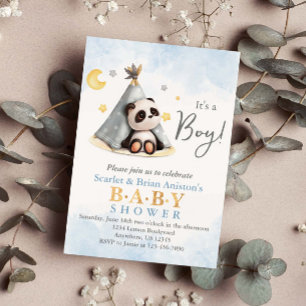 Schattigee Boho Panda in Tent Baby shower Kaart