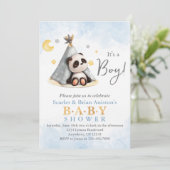 Schattigee Boho Panda in Tent Baby shower Kaart (Staand voorkant)