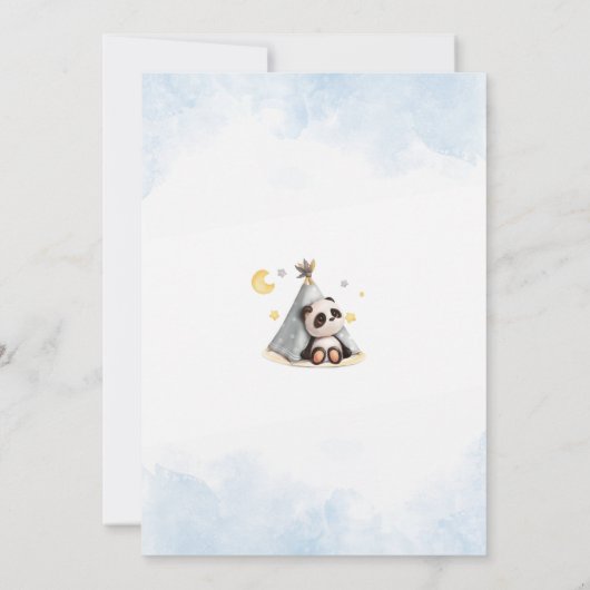 Schattigee Boho Panda in Tent Baby shower Kaart (Achterkant)