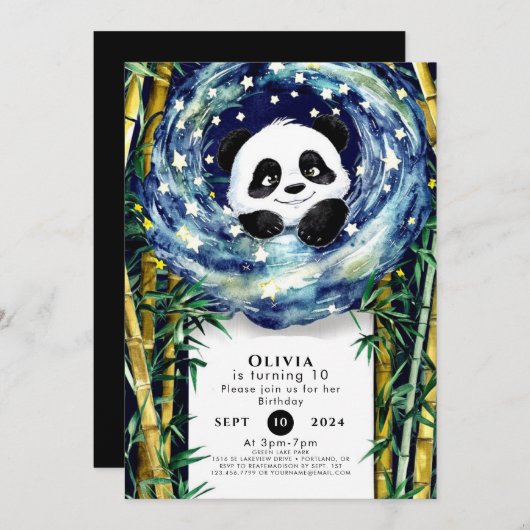 Schattigee Boho Panda Verjaardag Kaart (Voorkant / Achterkant)