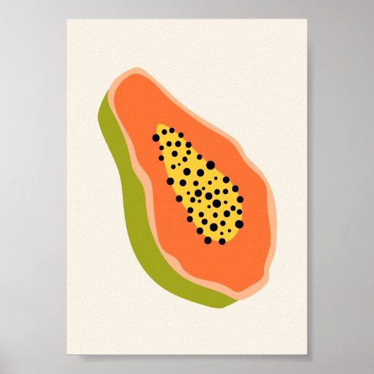 Schattigee Boho Papaya Fruit Illustratie Zomerprin Poster (Voorkant)