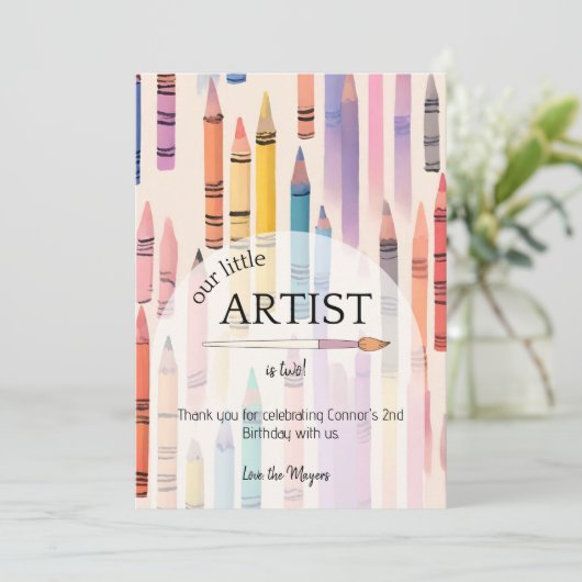 Schattigee Boho Pastel Crayon Verjaardag Dank u ka Bedankkaart (Staand voorkant)