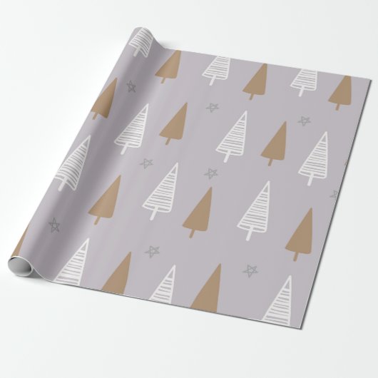 Schattigee Boho Pastel Kerstboom Bos Feestdagen Cadeaupapier (Uitgerold)
