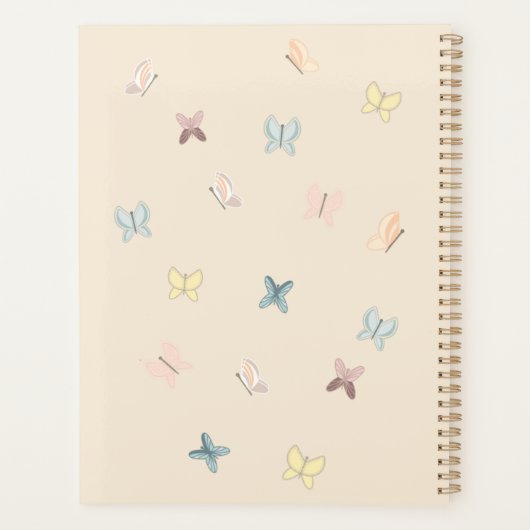 Schattigee Boho pastelvlinder Planner (Achterkant)