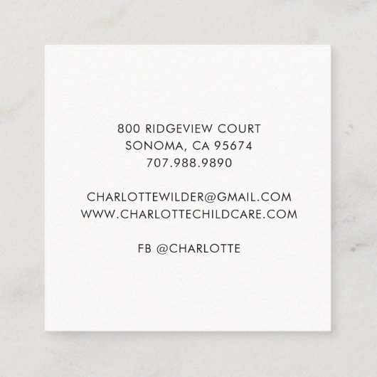 Schattigee Boho Rainbow Babysitter Visitekaartje (Achterkant)